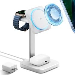ESR for MagSafe Charger Stand. 3 in 1 Charging Station with CryoBoost. Phone-Cooling Wireless Charging. Qi2 Certified 15W MagSafe Stand. for iPhone 17/16/15/14/13/12. AirPods. Apple Watch. White
