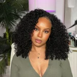 300% Glueless Wigs Human Hair Afro Kinky Curly Headband Wig Upgrade 3 IN 1 Half Wig With Drawstring Seamless Clip Ins Flip Over