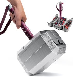 TOKKOT Thor Hammer Tool Box. Multifunctional Home Repair Tool Set Excellent Hand Tool Novelty Gift for Men as Halloween Prop Cosplay Hammer (Silver)