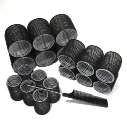 Waydress 6 Pcs Double Layer Bangs Hair Curlers Self Grip Hair Rollers Styling Tools with Rat Tail Comb. 3 Sizes