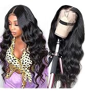 Pizazz 99J Burgundy Deep Wave Lace Front Wigs Human Hair Pre Plucked | 13x4 HD Lace Frontal Wigs with Baby Hair Pre Bleached Knots 180 Density Human Hair Wigs for Women18 Inch