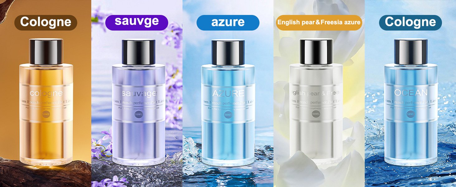 Smart Car Air Freshener Diffuser with Starry Sky Projection. 50ml/1.8OZ Perfume Car Diffuser. 6 Months Long-Lasting Fragrance. RGB Music-Sync Lights. Intelligent Auto On/Off. 3 Modes. Sauvage