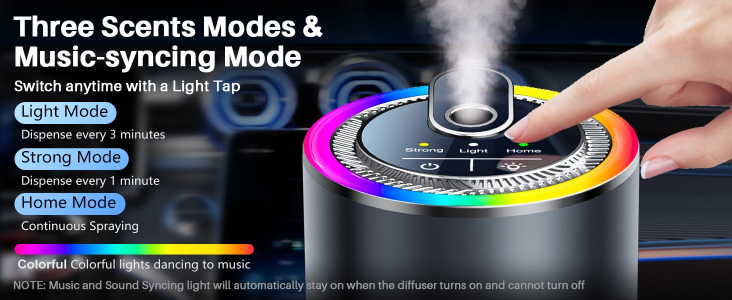 Smart Car Air Freshener Diffuser with Starry Sky Projection. 50ml/1.8OZ Perfume Car Diffuser. 6 Months Long-Lasting Fragrance. RGB Music-Sync Lights. Intelligent Auto On/Off. 3 Modes. Sauvage